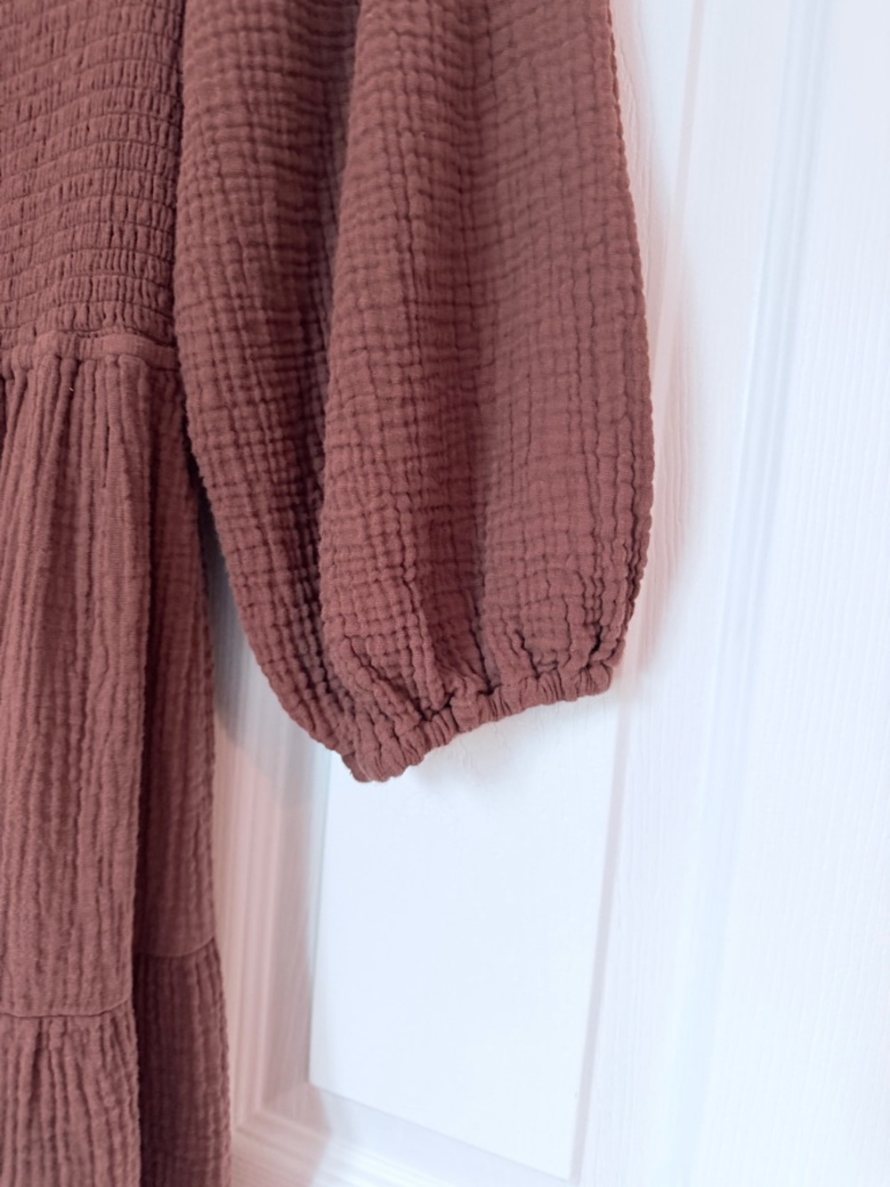Smocked Puff-Sleeve Maxi Dress in Dusty Mauve - Picture 2 of 6